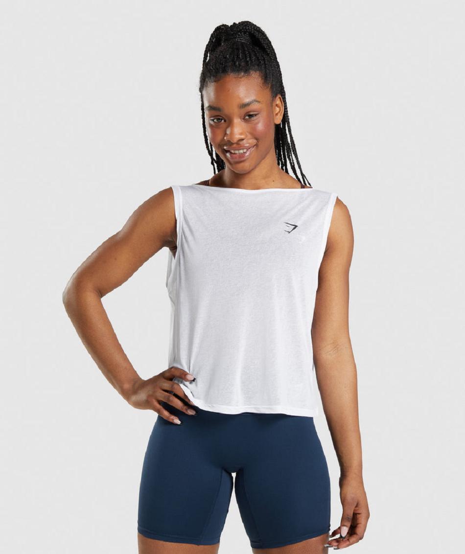 Tank Top Gymshark Entrenamiento Oversized Mujer Blancos | MX_3947HAP