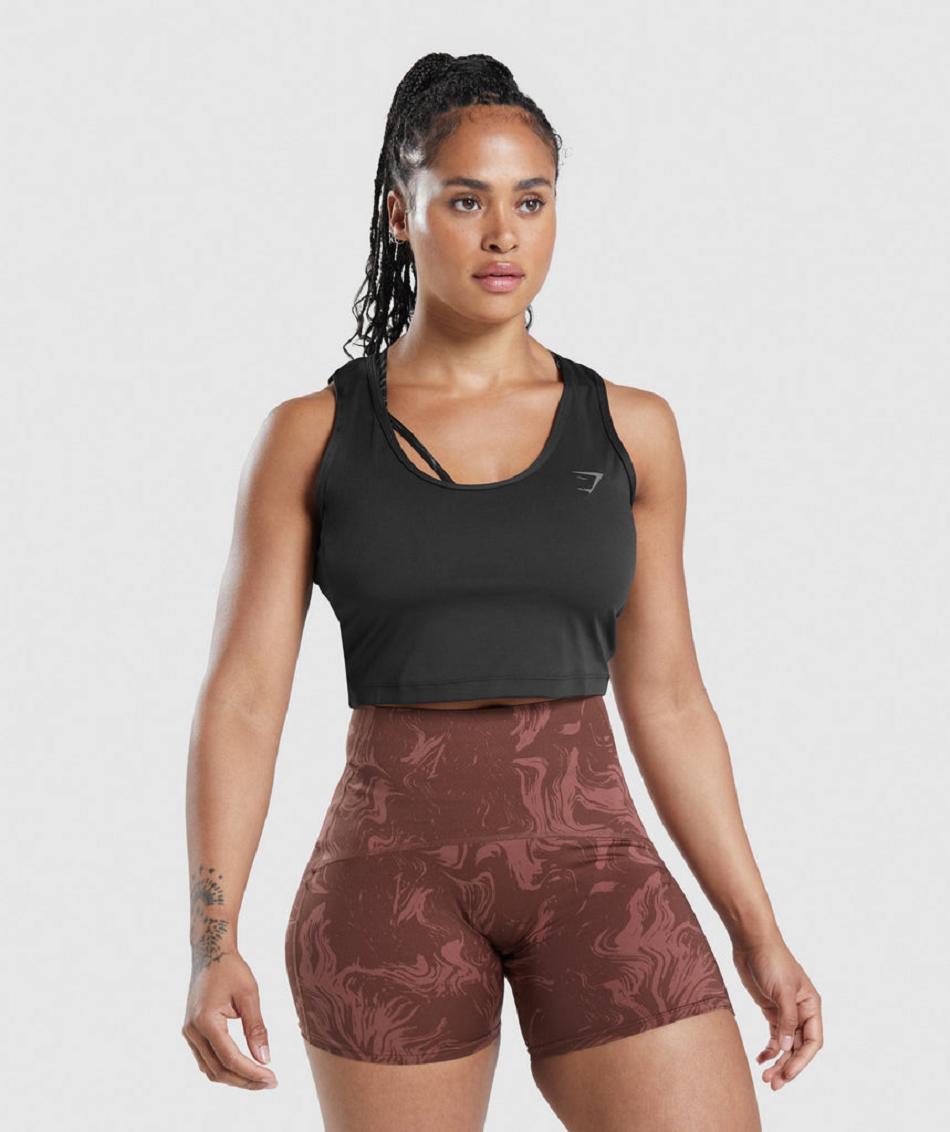 Tank Top Gymshark Gs Power Open Back Cropped Mujer Negros | MX_3935CTV