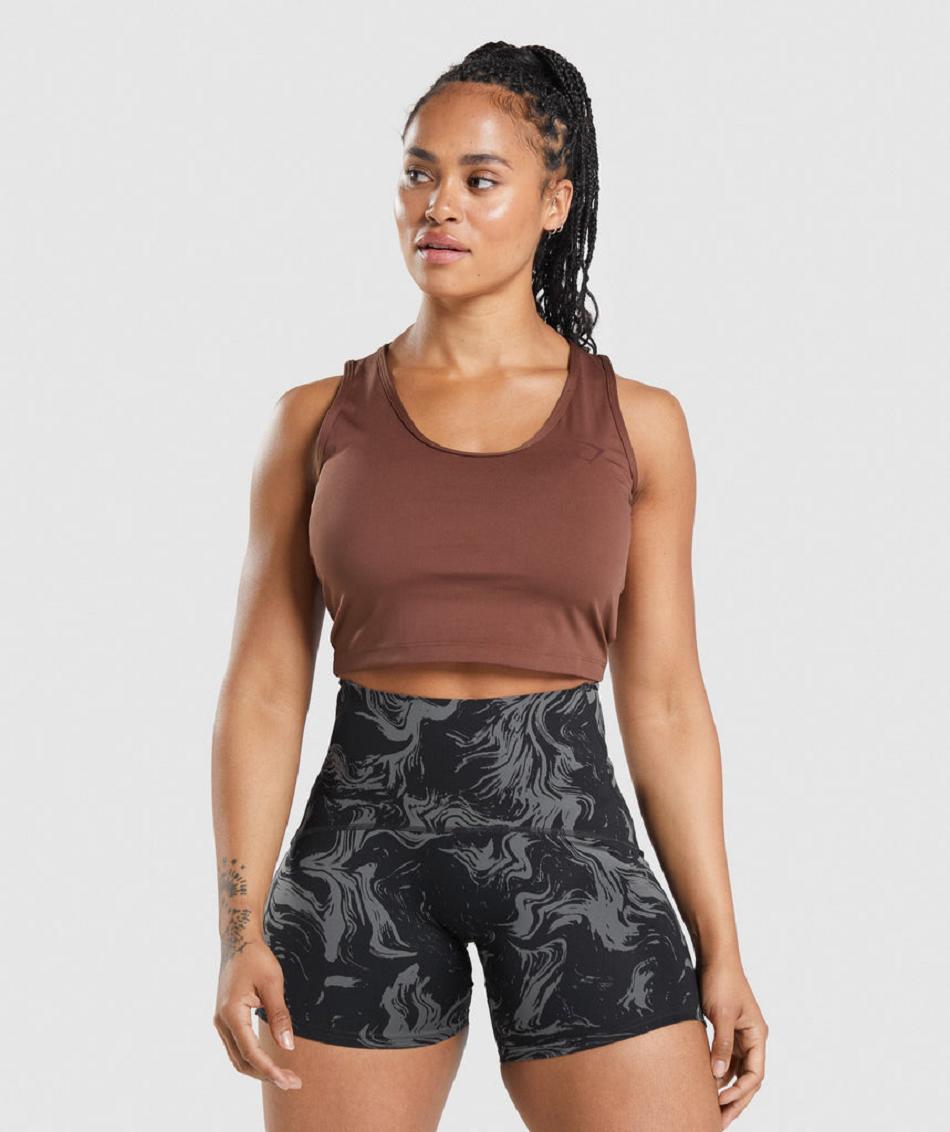 Tank Top Gymshark Gs Power Open Back Cropped Mujer Rosas Marrom | MX_3936VRW