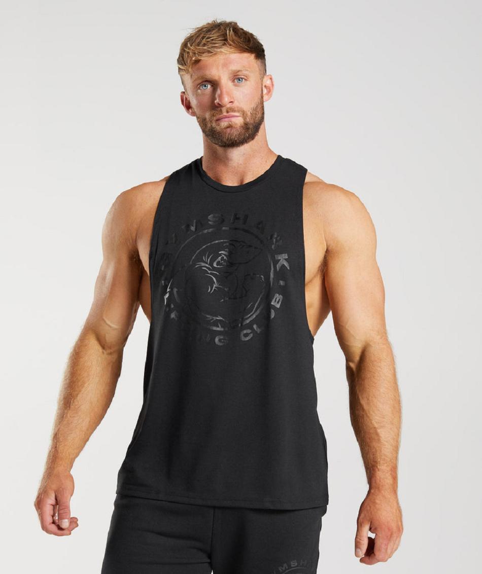 Tank Top Gymshark Legacy Drop Arm Hombre Negros | MX_3003KOR