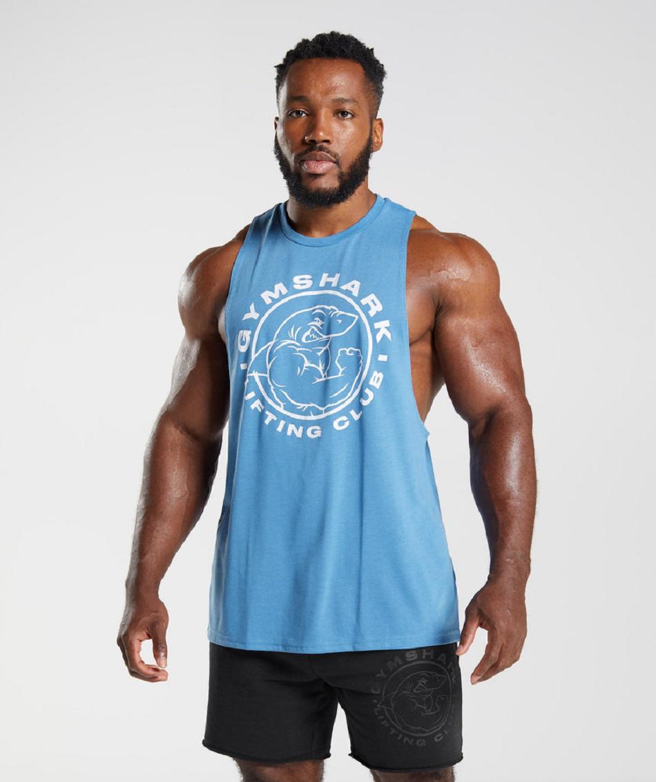 Tank Top Gymshark Legacy Drop Arm Hombre Azules | MX_3004LIS