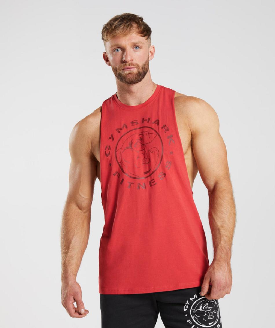 Tank Top Gymshark Legacy Drop Arm Hombre Rojos | MX_3013WNB