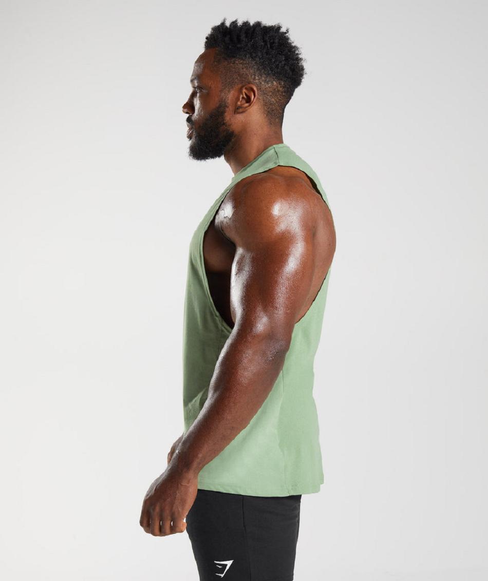 Tank Top Gymshark React Drop Arm Hombre Verdes | MX_3069DFM