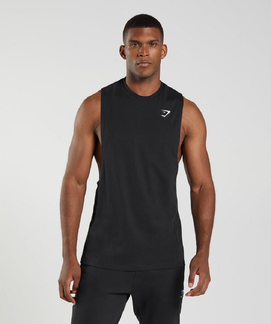 Tank Top Gymshark React Drop Arm Hombre Negros | MX_3077XYU