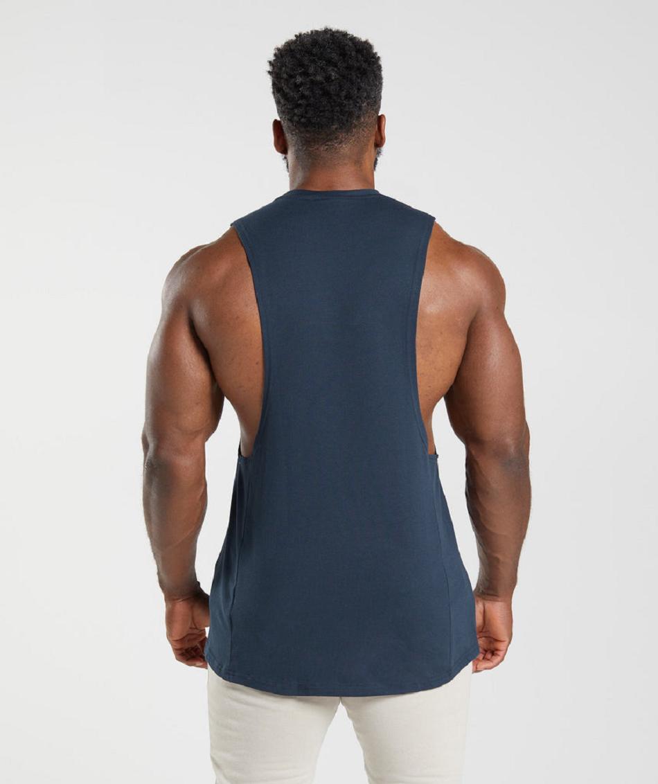 Tank Top Gymshark React Drop Arm Hombre Azul Marino | MX_3079VRW