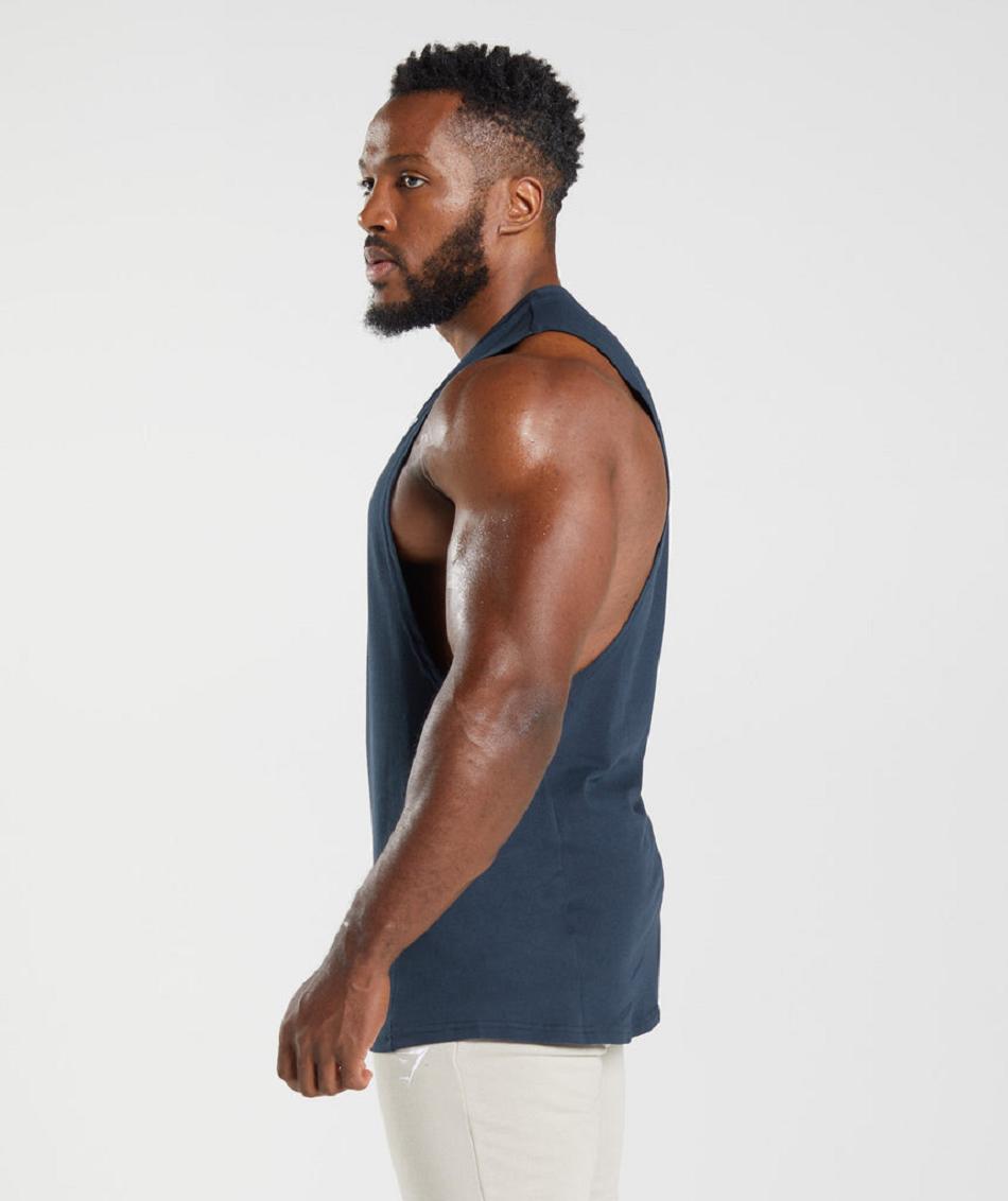 Tank Top Gymshark React Drop Arm Hombre Azul Marino | MX_3079VRW