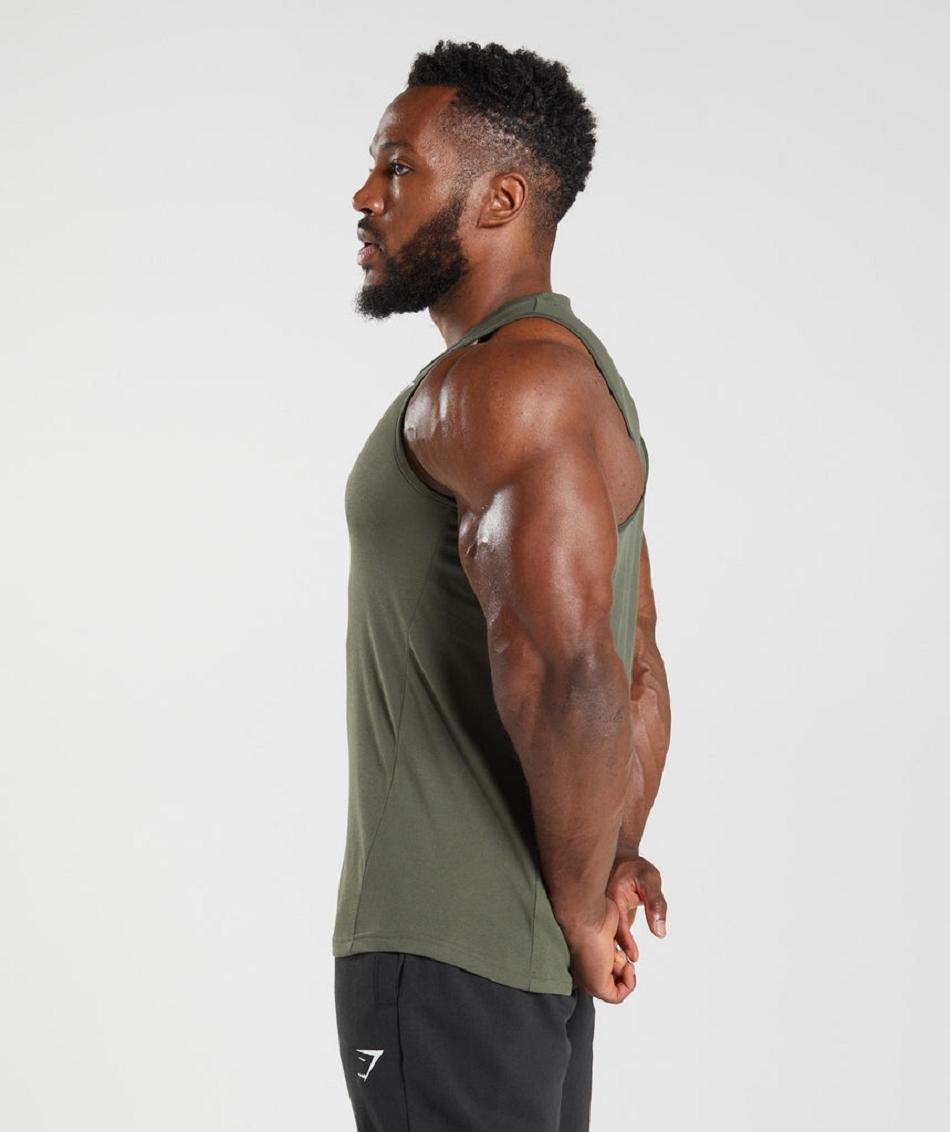 Tank Top Gymshark React Hombre Verde Oliva | MX_3070FDN