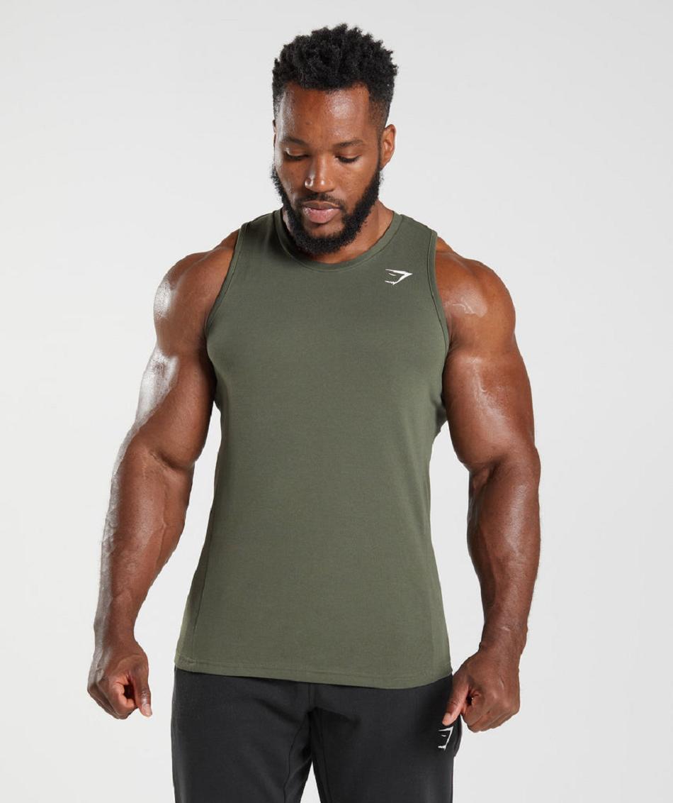 Tank Top Gymshark React Hombre Verde Oliva | MX_3070FDN