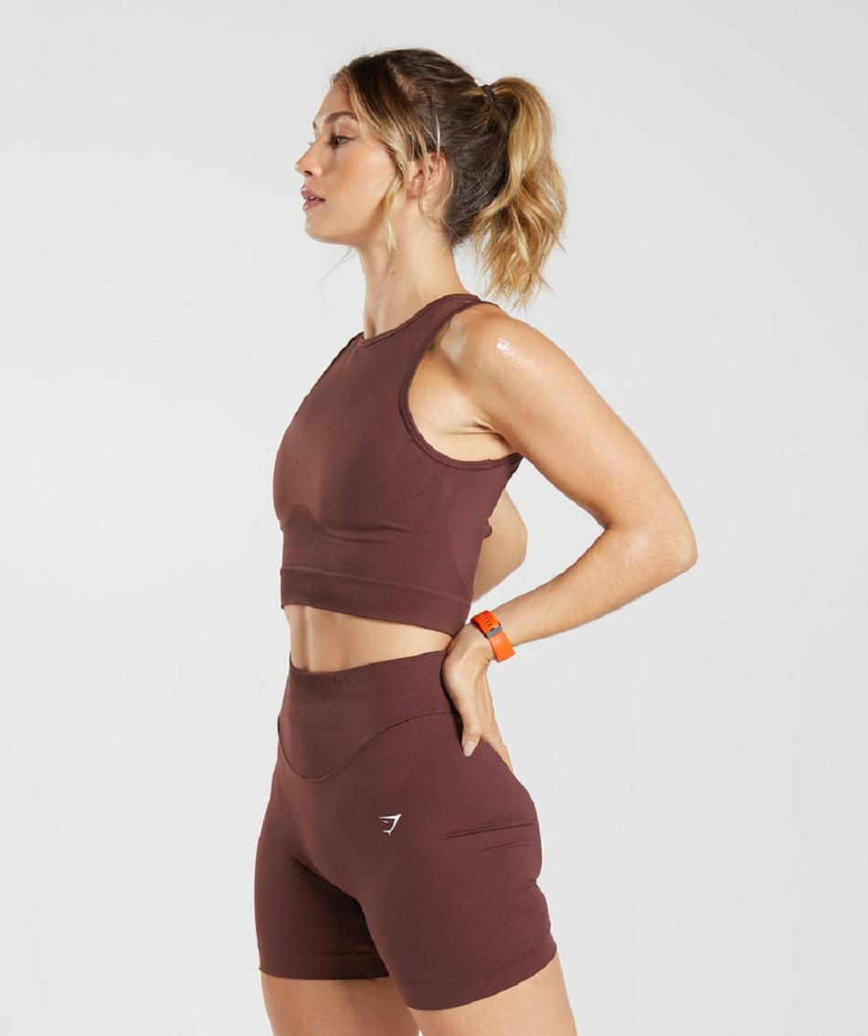 Tank Top Gymshark Sweat Seamless Midi Mujer Vino | MX_3949AHK